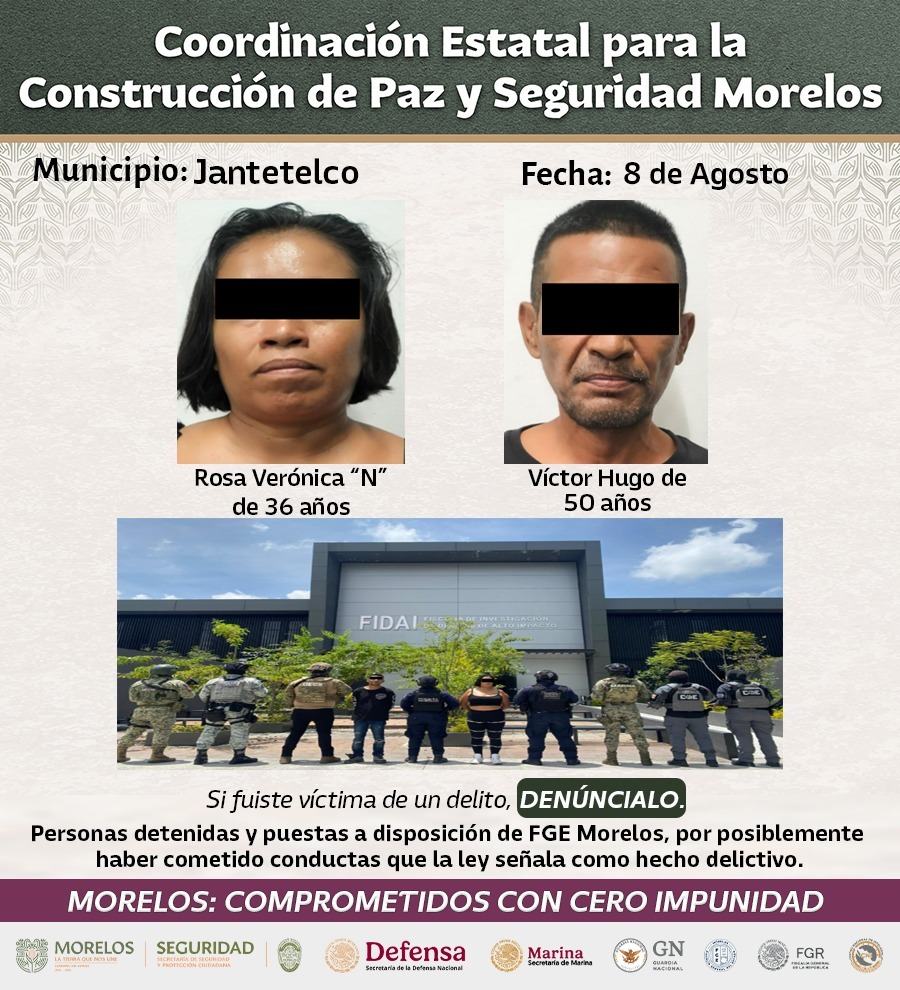 INTENSIFICA MESA DE CONSTRUCCIÓN DE PAZ Y SEGURIDAD DETENCIONES RELEVANTES CONTRA GENERADORES DE VIOLENCIA EN MORELOS