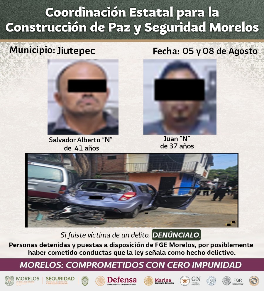 INTENSIFICA MESA DE CONSTRUCCIÓN DE PAZ Y SEGURIDAD DETENCIONES RELEVANTES CONTRA GENERADORES DE VIOLENCIA EN MORELOS