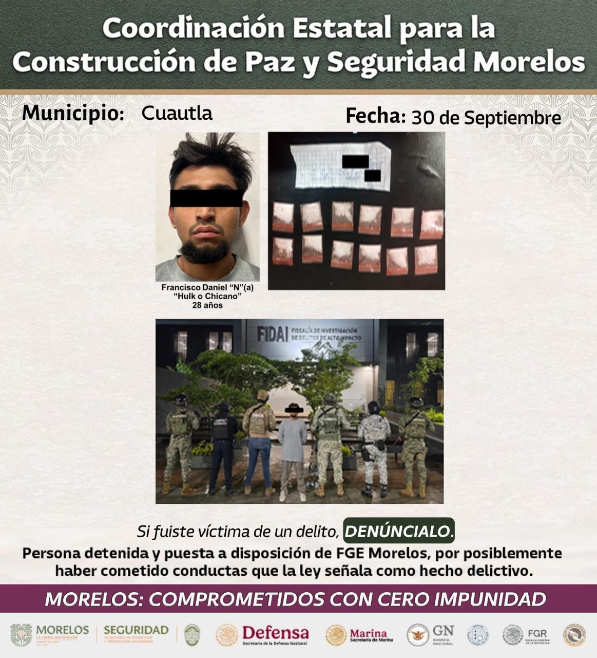 PRESENTAN INTEGRANTES DE LA MESA DE CONSTRUCCIÓN DE PAZ Y SEGURIDAD 31 DETENCIONES RELEVANTES