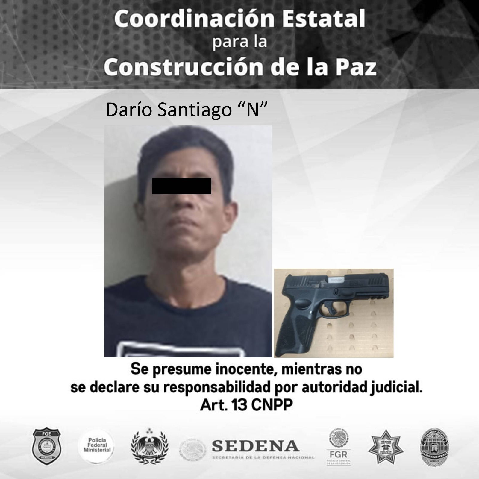 La Coordinación de la Policía de Morelos detiene a un hombre por violación a la Ley Federal de Armas de Fuego y Explosivos