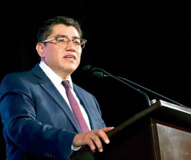 Saúl Monreal Ávila, alcalde de Fresnillo, Zacatecas durante su tercer informe de gobierno