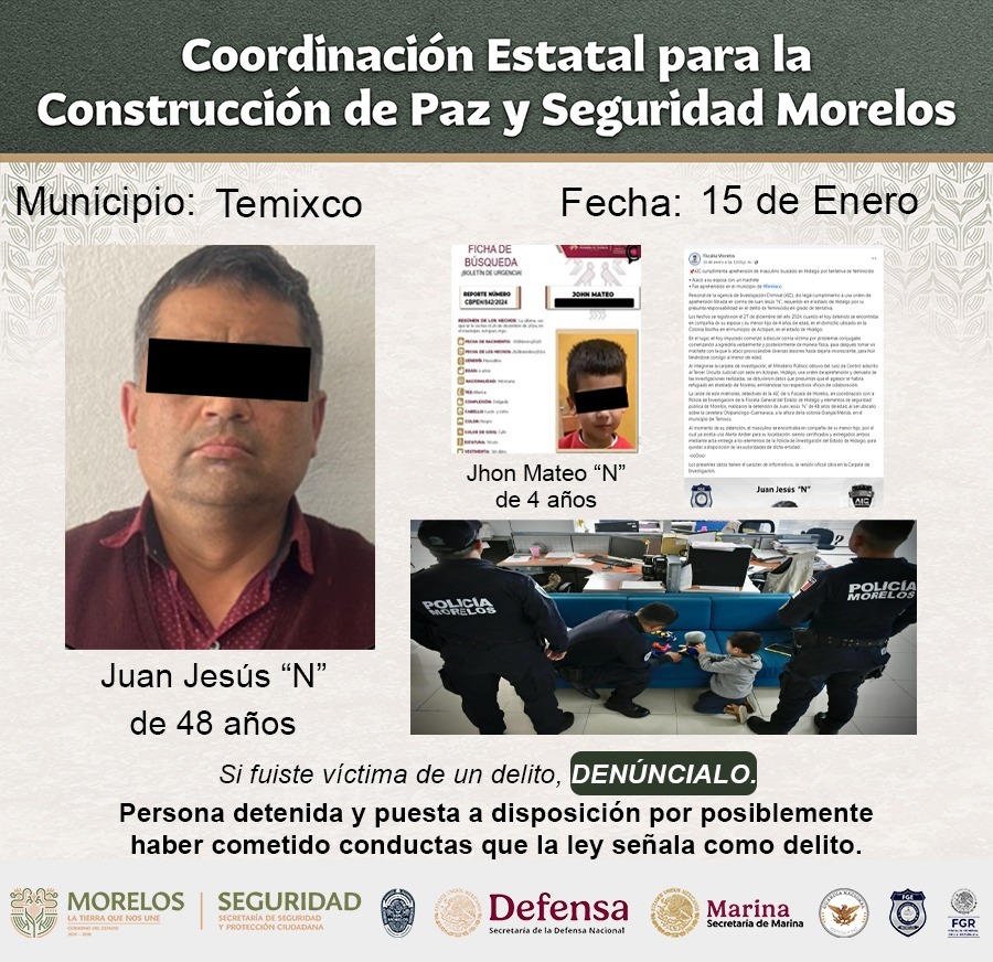 Informan integrantes de la Mesa de Coordinación Estatal para la Construcción de Paz y Seguridad detenciones relevantes y avances de las últimas semanas