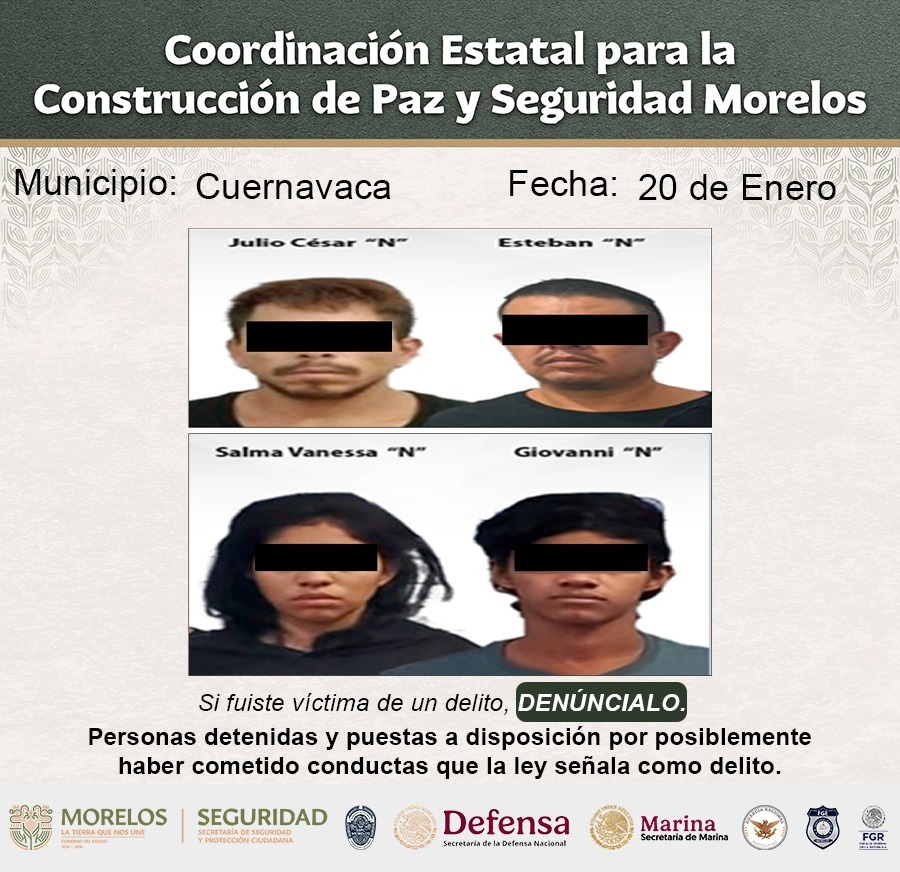 Informan integrantes de la Mesa de Coordinación Estatal para la Construcción de Paz y Seguridad detenciones relevantes y avances de las últimas semanas