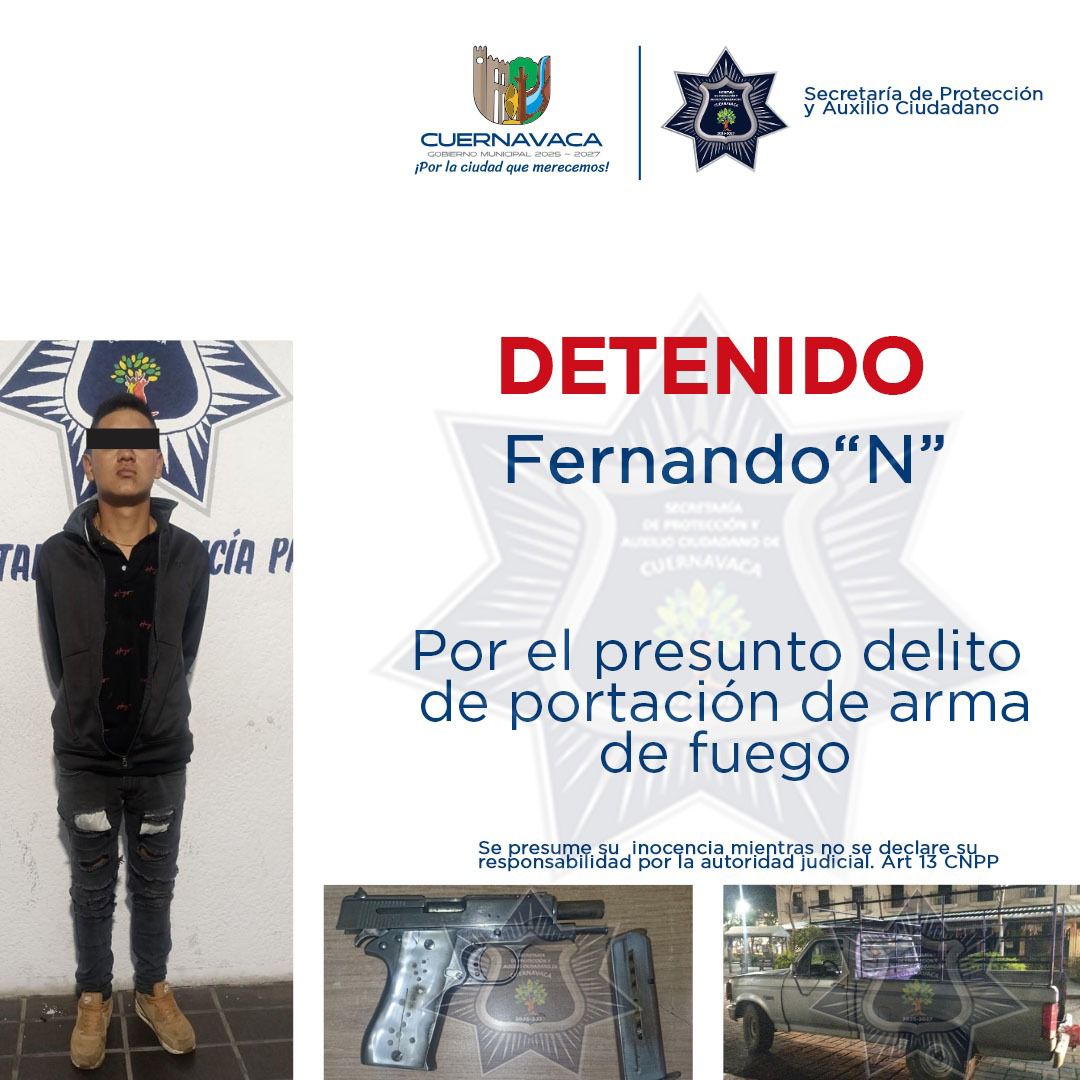 Detiene SEPRAC a hombre por portación de arma de fuego