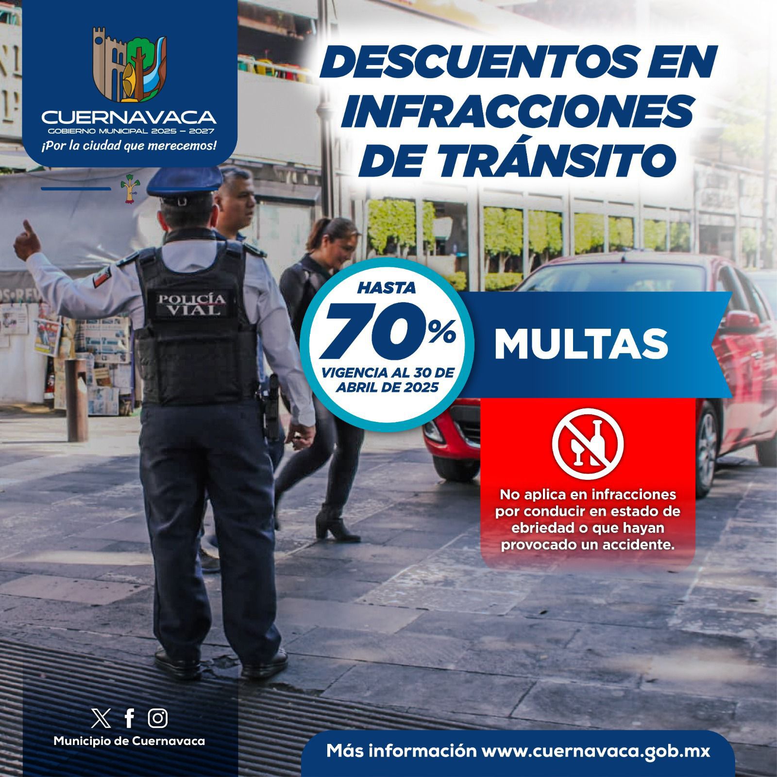 Autoriza Cabildo de Cuernavaca hasta un 70 por ciento de descuentos en infracciones de tránsito