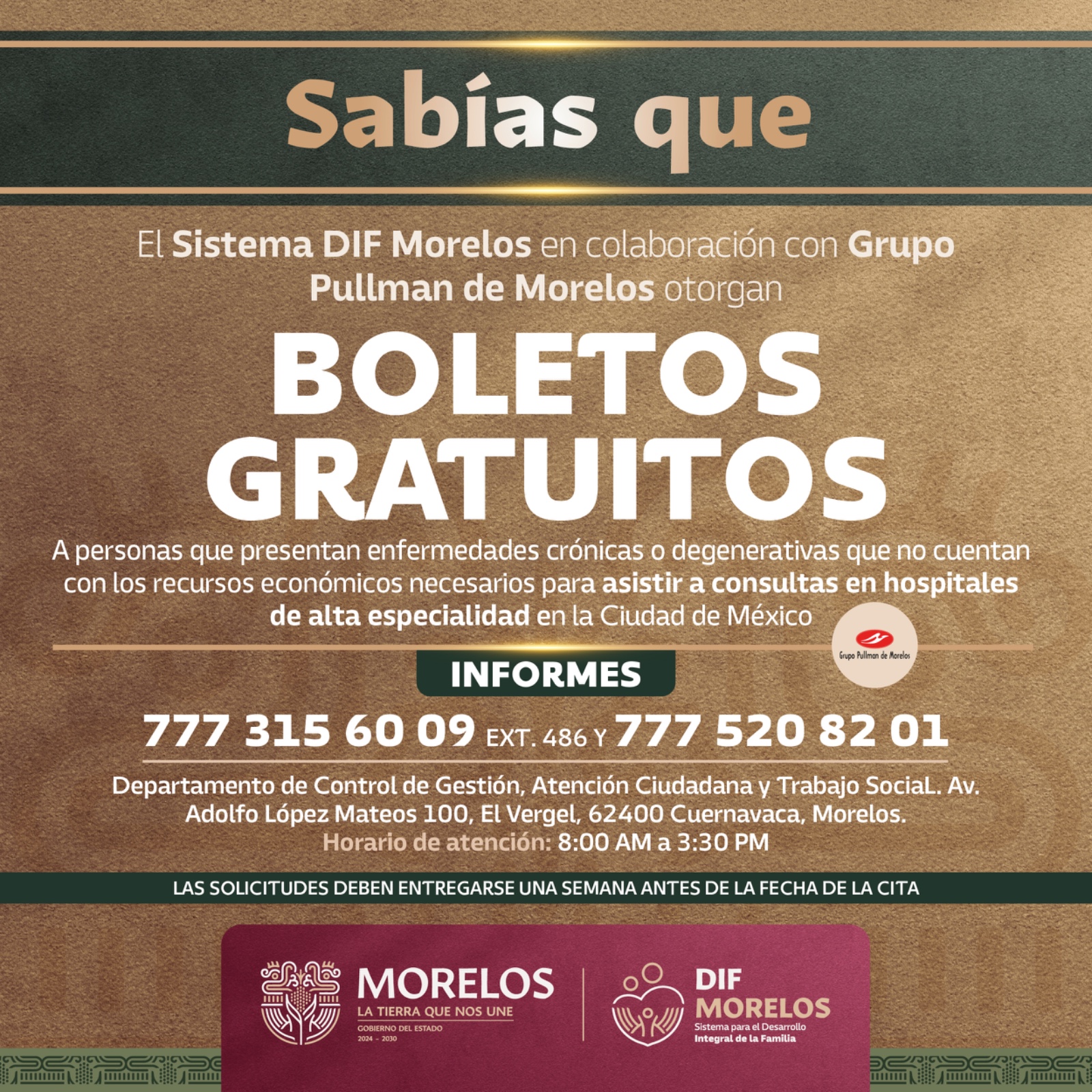 Otorga SEDIF boletos gratuitos a morelenses para trasladarse a la Ciudad de México