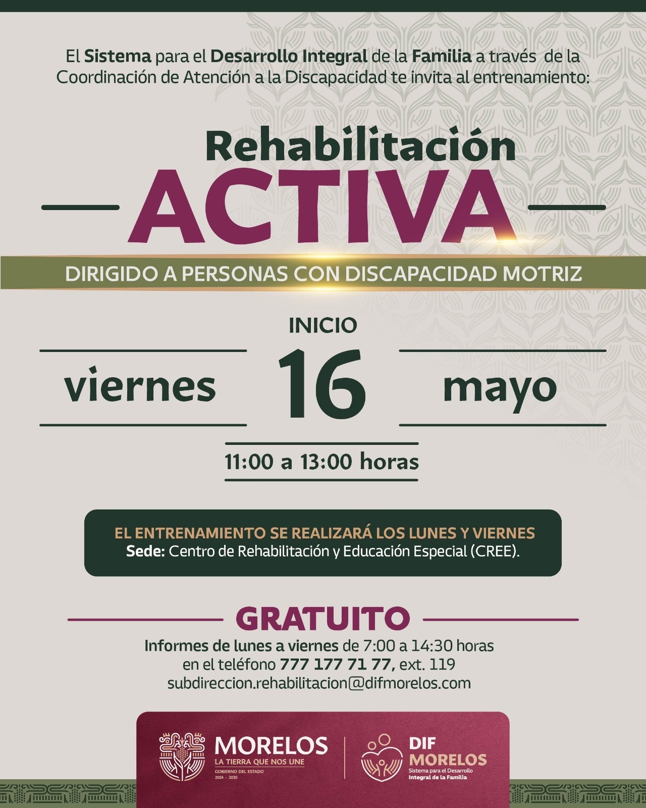 INVITA SEDIF AL ENTRENAMIENTO “REHABILITACIÓN ACTIVA” INVITA SEDIF AL ENTRENAMIENTO “REHABILITACIÓN ACTIVA”