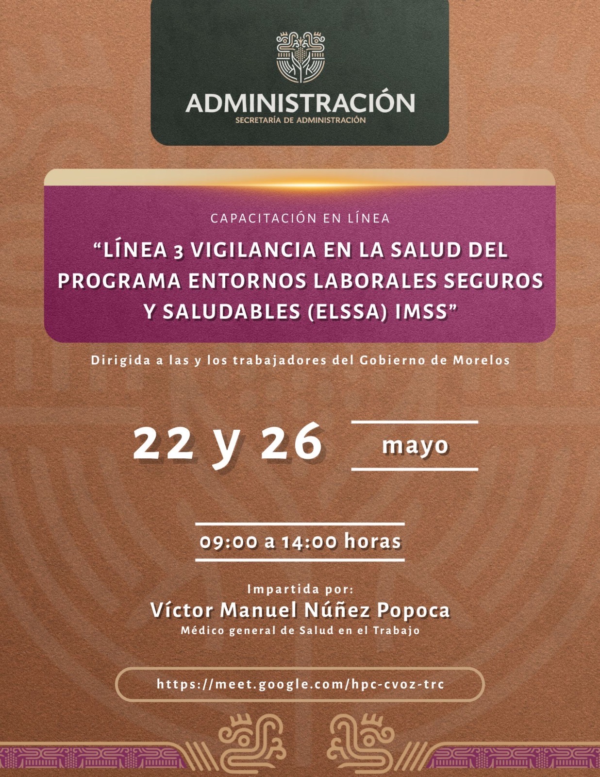 FORTALECE SECRETARÍA DE ADMINISTRACIÓN SALUD EN EL TRABAJO CON CAPACITACIÓN VIRTUAL FORTALECE SECRETARÍA DE ADMINISTRACIÓN SALUD EN EL TRABAJO CON CAPACITACIÓN VIRTUAL