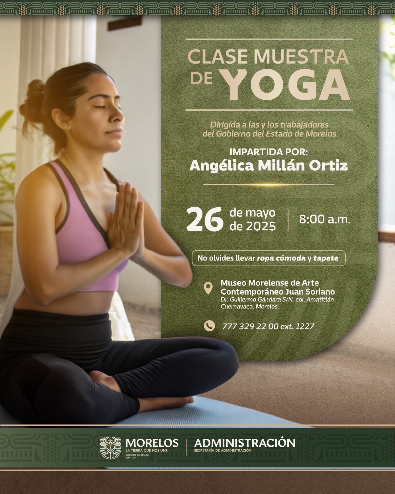 REALIZARÁ SECRETARÍA DE ADMINISTRACIÓN CLASE MUESTRA DE YOGA REALIZARÁ SECRETARÍA DE ADMINISTRACIÓN CLASE MUESTRA DE YOGA