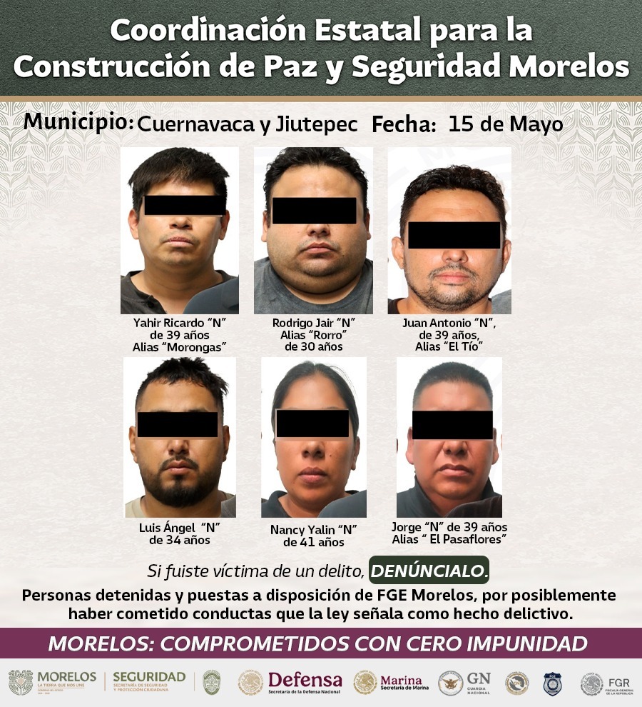 CONFIRMA MESA DE PAZ Y SEGURIDAD RELEVANTES DETENCIONES DE BANDAS GENERADORAS DE VIOLENCIA RELACIONADAS CON ROBO DE VEHÍCULOS DE ALTA GAMA EN MORELOS CONFIRMA MESA DE PAZ Y SEGURIDAD RELEVANTES DETENCIONES DE BANDAS GENERADORAS DE VIOLENCIA RELACIONADAS CON ROBO DE VEHÍCULOS DE ALTA GAMA EN MORELOS