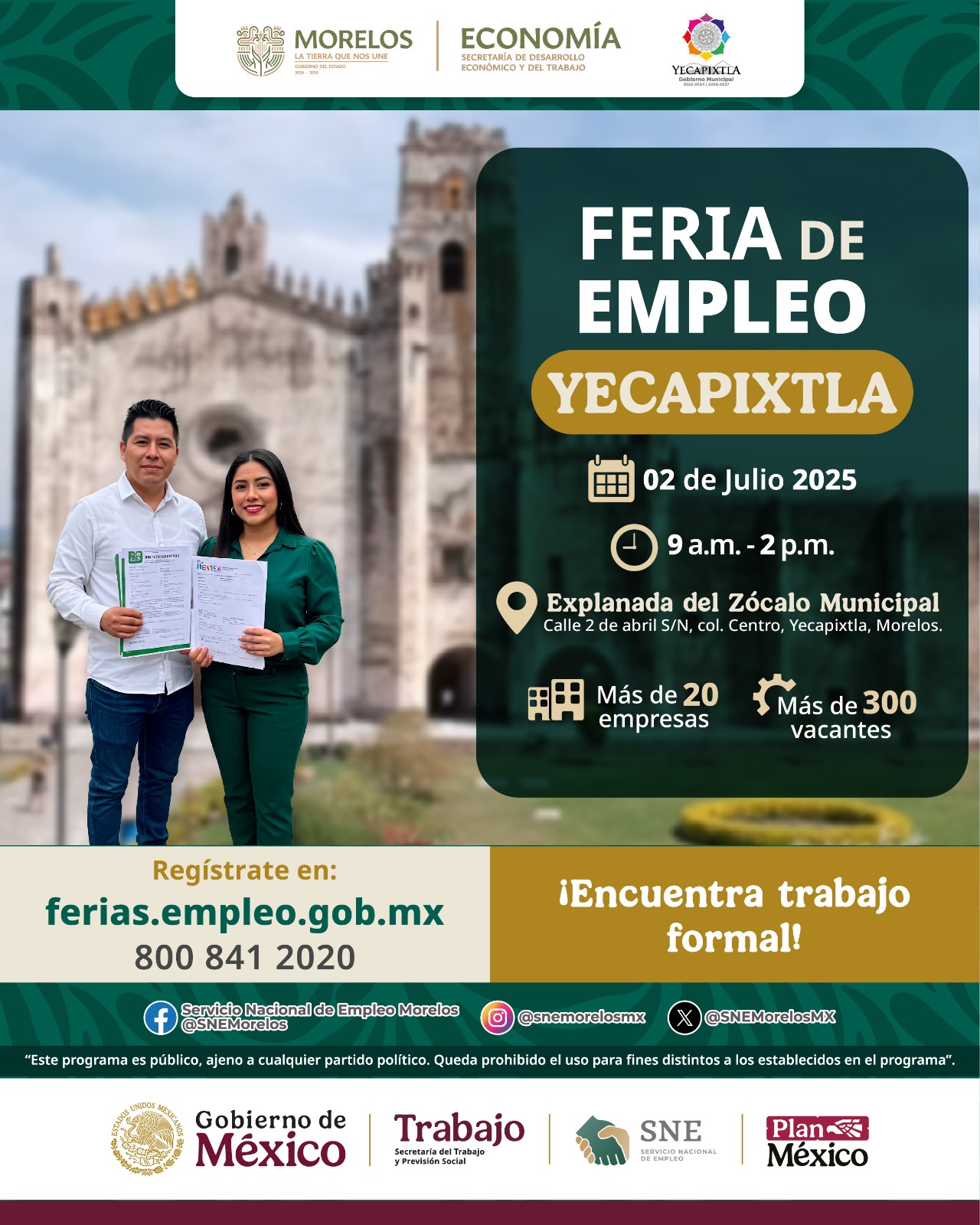 PROMUEVE GOBIERNO ESTATAL INCLUSIÓN EN FERIA DE EMPLEO YECAPIXTLA 2025 PROMUEVE GOBIERNO ESTATAL INCLUSIÓN EN FERIA DE EMPLEO YECAPIXTLA 2025