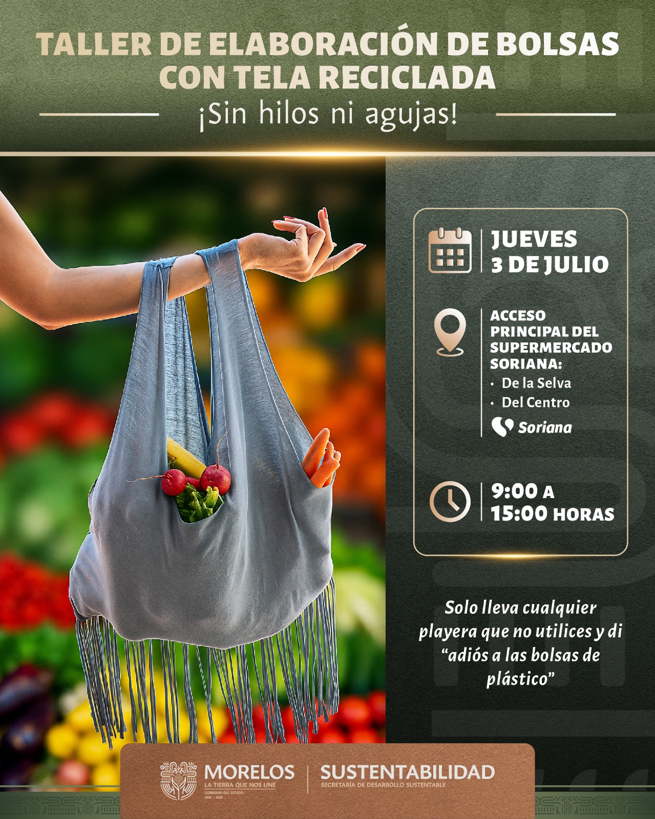 INVITA SDS A PARTICIPAR EN TALLER DE BOLSAS DE TELA REUTILIZABLES INVITA SDS A PARTICIPAR EN TALLER DE BOLSAS DE TELA REUTILIZABLES