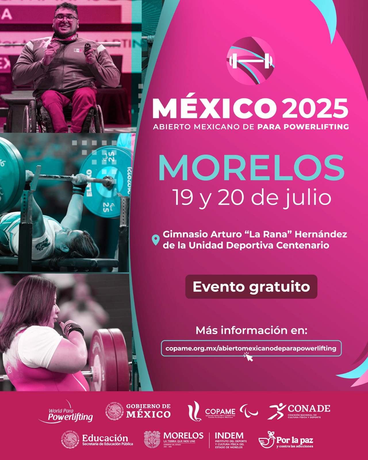 INVITA AMELIA PÉREZ A APOYAR A PARATLETAS EN EL ABIERTO MEXICANO DE POWERLIFTING MORELOS 2025