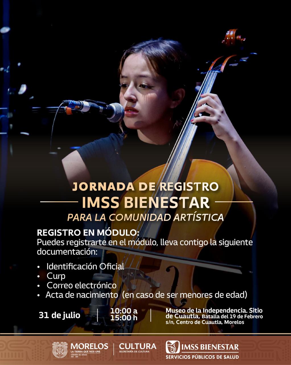 ARTISTAS Y CREADORES PODRÁN OBTENER SU REGISTRO AL IMSS BIENESTAR