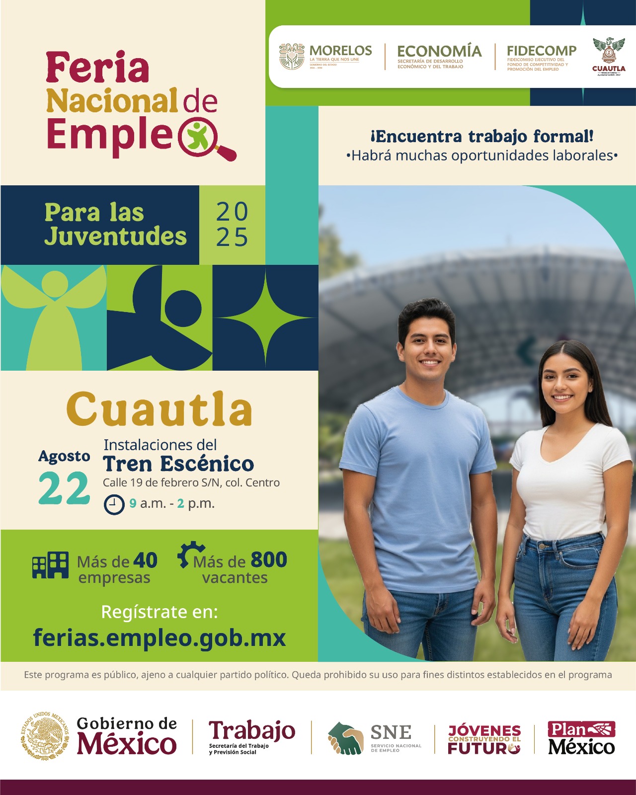 INVITA GOBIERNO ESTATAL A FERIA NACIONAL DE EMPLEO PARA LAS JUVENTUDES QUE SE REALIZARÁ EN CUAUTLA