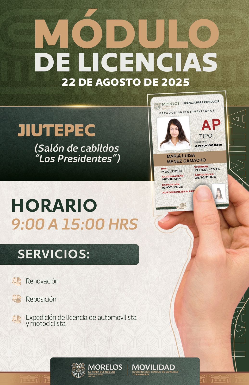 LLEGA MÓDULO DE LICENCIAS A JIUTEPEC ESTE VIERNES LLEGA MÓDULO DE LICENCIAS A JIUTEPEC ESTE VIERNES