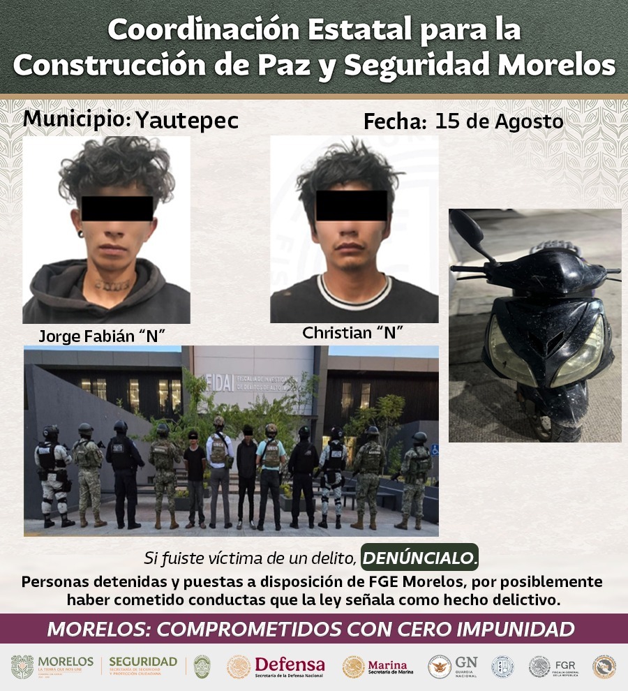 PRESENTAN INTEGRANTES DE LA MESA DE CONSTRUCCIÓN DE PAZ Y SEGURIDAD DETENCIONES RELEVANTES EN CUAUTLA Y ZONA SUR DE MORELOS PRESENTAN INTEGRANTES DE LA MESA DE CONSTRUCCIÓN DE PAZ Y SEGURIDAD DETENCIONES RELEVANTES EN CUAUTLA Y ZONA SUR DE MORELOS