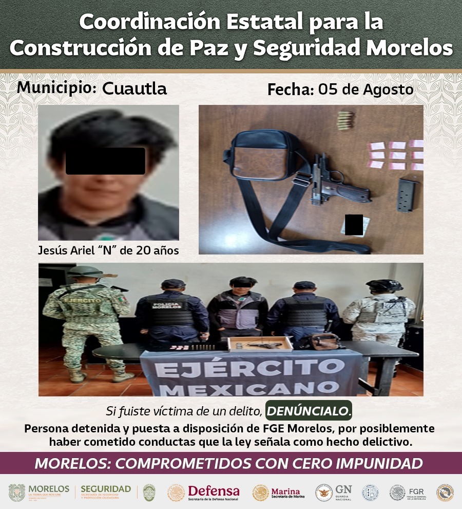 INTENSIFICA MESA DE CONSTRUCCIÓN DE PAZ Y SEGURIDAD DETENCIONES RELEVANTES CONTRA GENERADORES DE VIOLENCIA EN MORELOS INTENSIFICA MESA DE CONSTRUCCIÓN DE PAZ Y SEGURIDAD DETENCIONES RELEVANTES CONTRA GENERADORES DE VIOLENCIA EN MORELOS