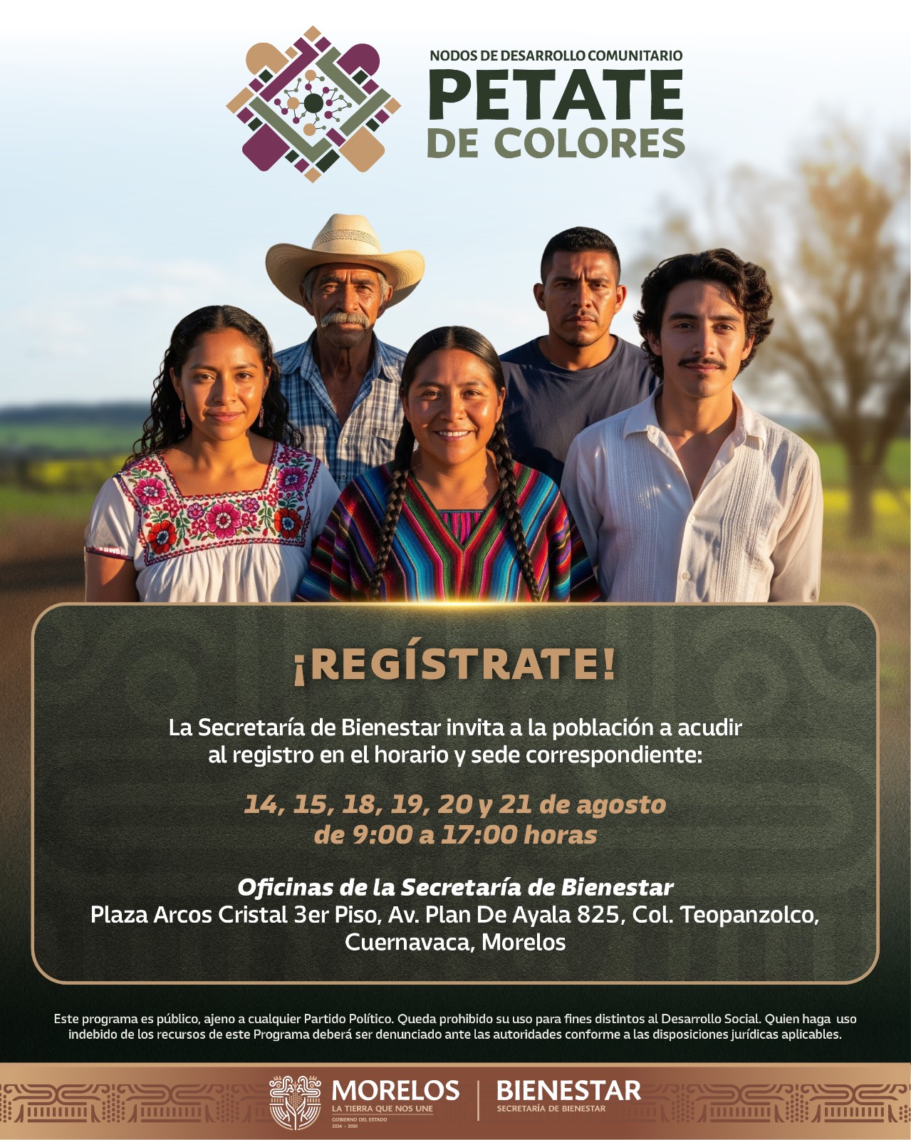 AVANZA REGISTRO AL PROGRAMA PETATE DE COLORES DE LA SECRETARÍA DE BIENESTAR