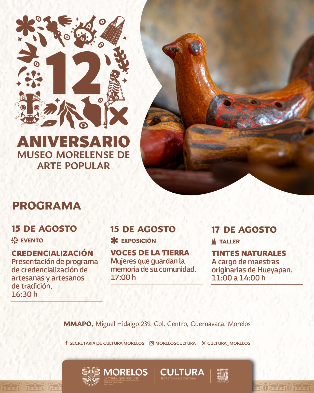 EN PUERTA XII ANIVERSARIO DEL MUSEO MORELENSE DE ARTE POPULAR CON ACTIVIDADES DEDICADAS A MUJERES ARTESANAS