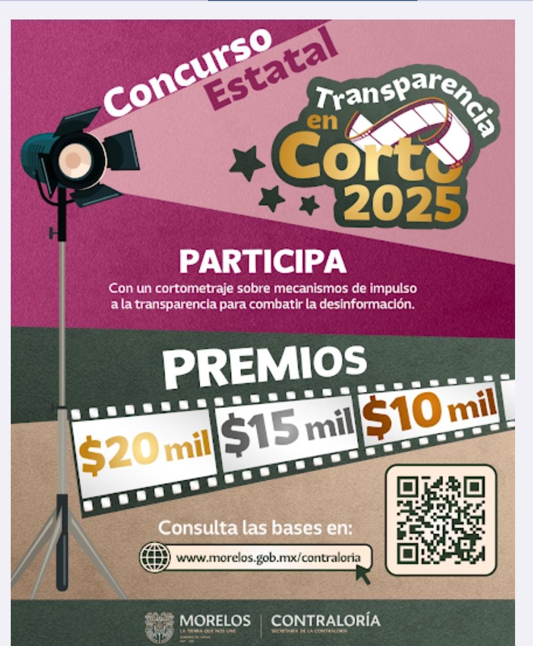 CONVOCA GOBIERNO DE MORELOS A JÓVENES A PARTICIPAR EN IV CONCURSO “TRANSPARENCIA EN CORTO 2025″