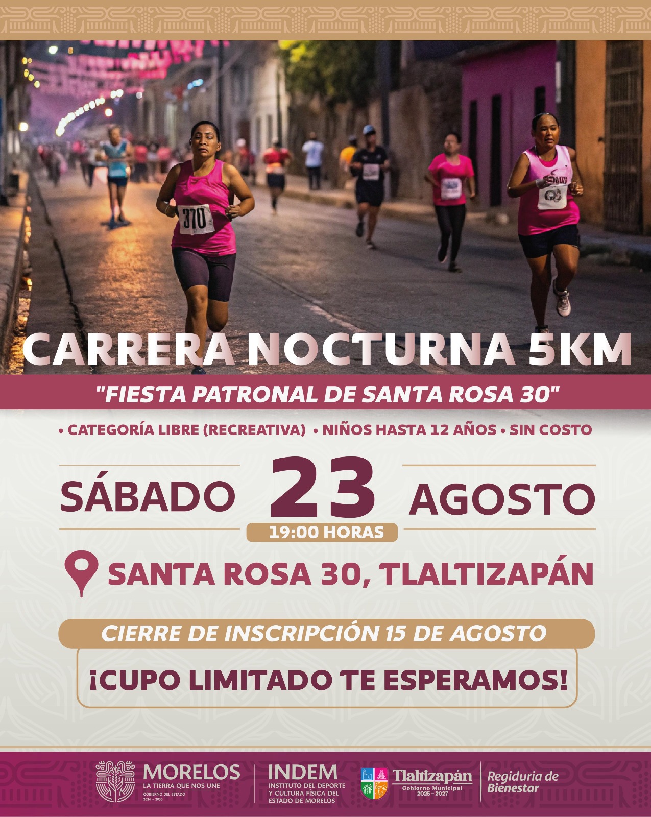 INVITA INDEM A PARTICIPAR EN CARRERA NOCTURNA EN TLALTIZAPÁN