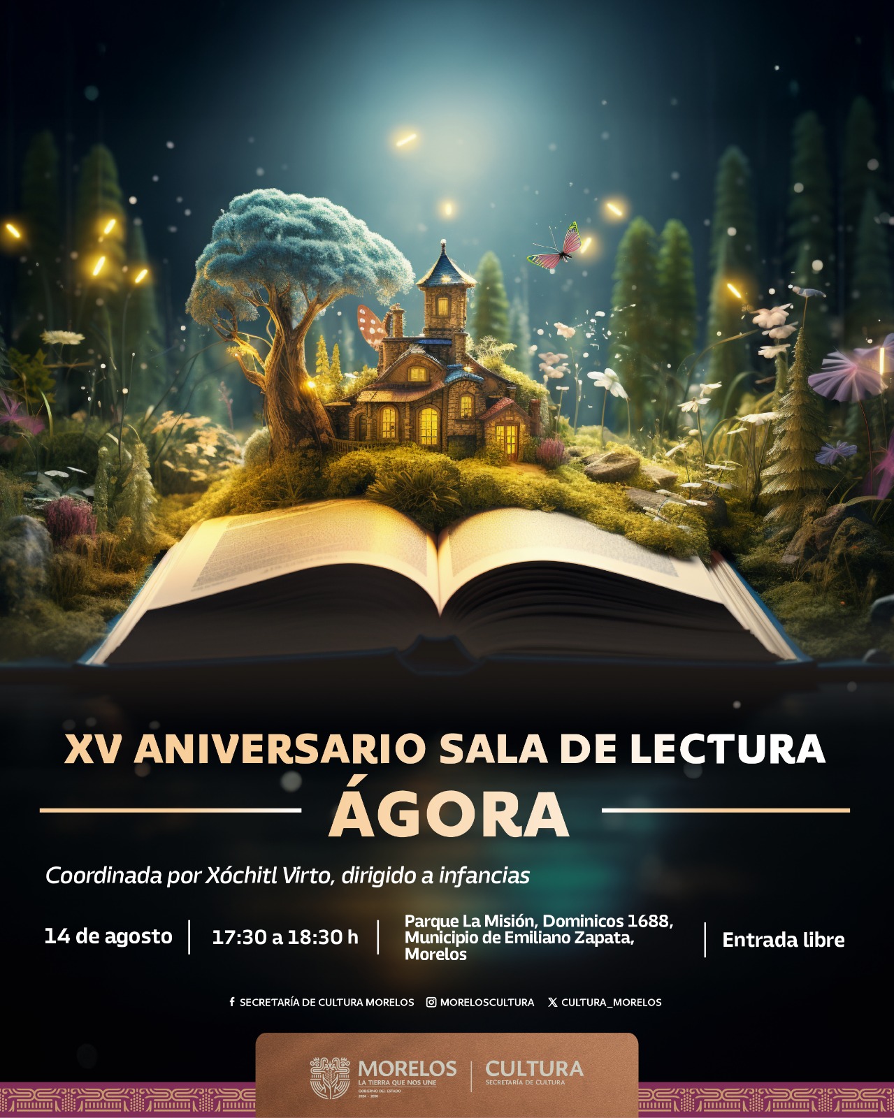 CONVOCA SECRETARÍA DE CULTURA A CELEBRAR 15 AÑOS DE LA SALA DE LECTURA “ÁGORA” EN EMILIANO ZAPATA
