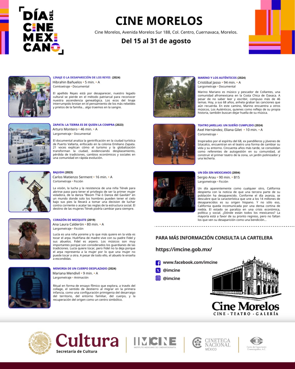 CELEBRARÁ MORELOS EL DÍA DEL CINE MEXICANO CON UNA MUESTRA ESPECIAL