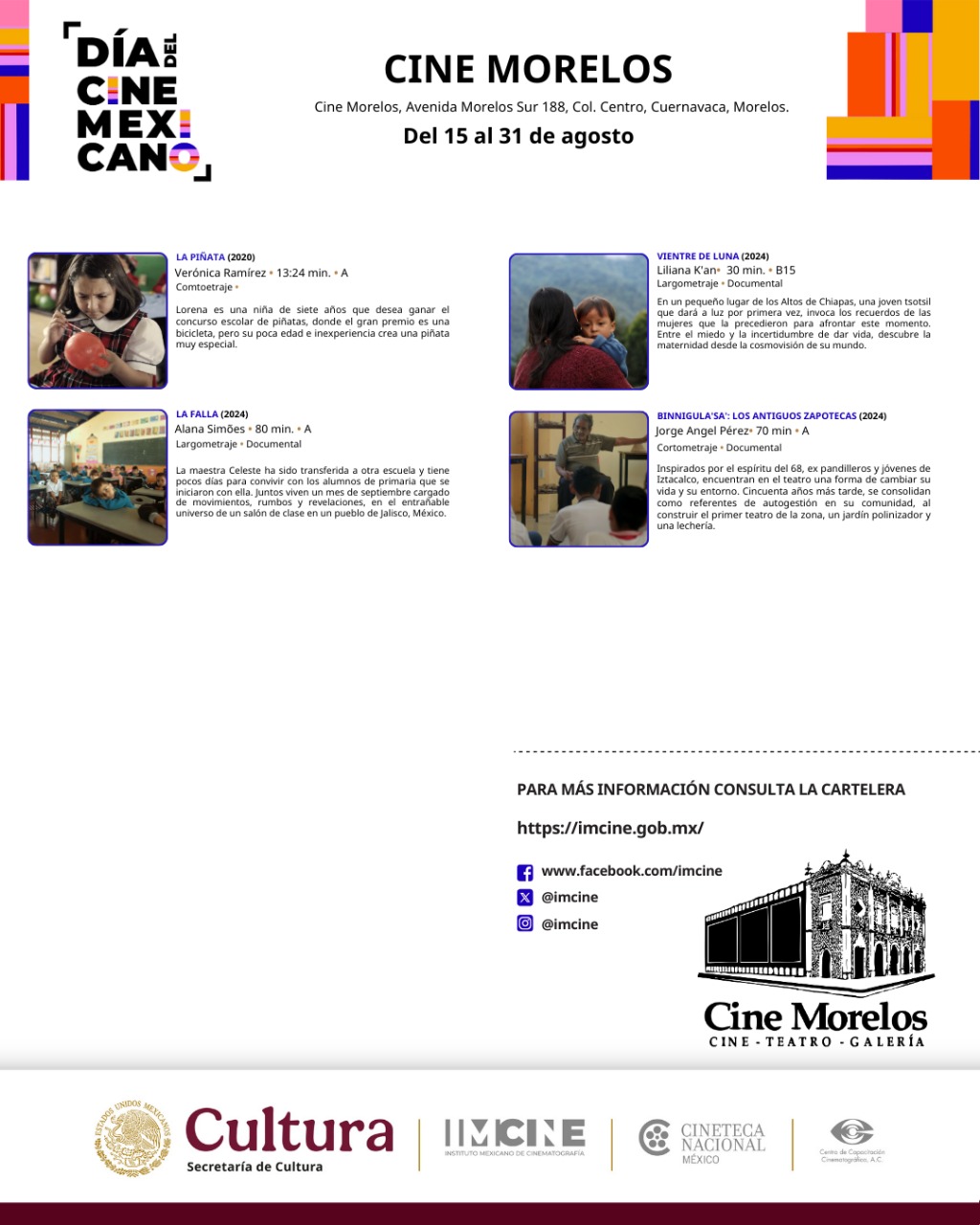 CELEBRARÁ MORELOS EL DÍA DEL CINE MEXICANO CON UNA MUESTRA ESPECIAL