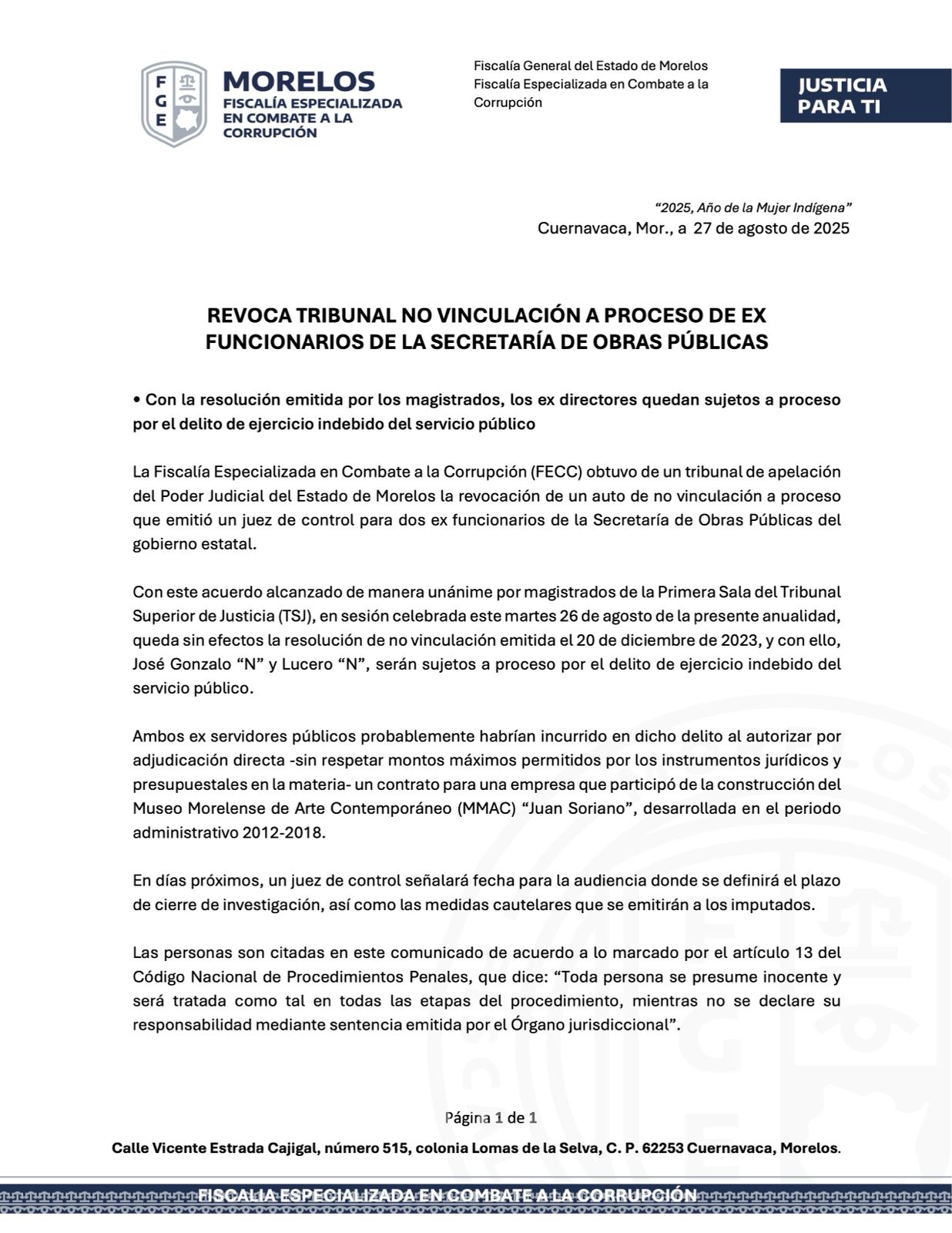 REVOCA TRIBUNAL NO VINCULACIÓN A PROCESO DE EX FUNCIONARIOS DE LA SECRETARÍA DE OBRAS PÚBLICAS REVOCA TRIBUNAL NO VINCULACIÓN A PROCESO DE EX FUNCIONARIOS DE LA SECRETARÍA DE OBRAS PÚBLICAS