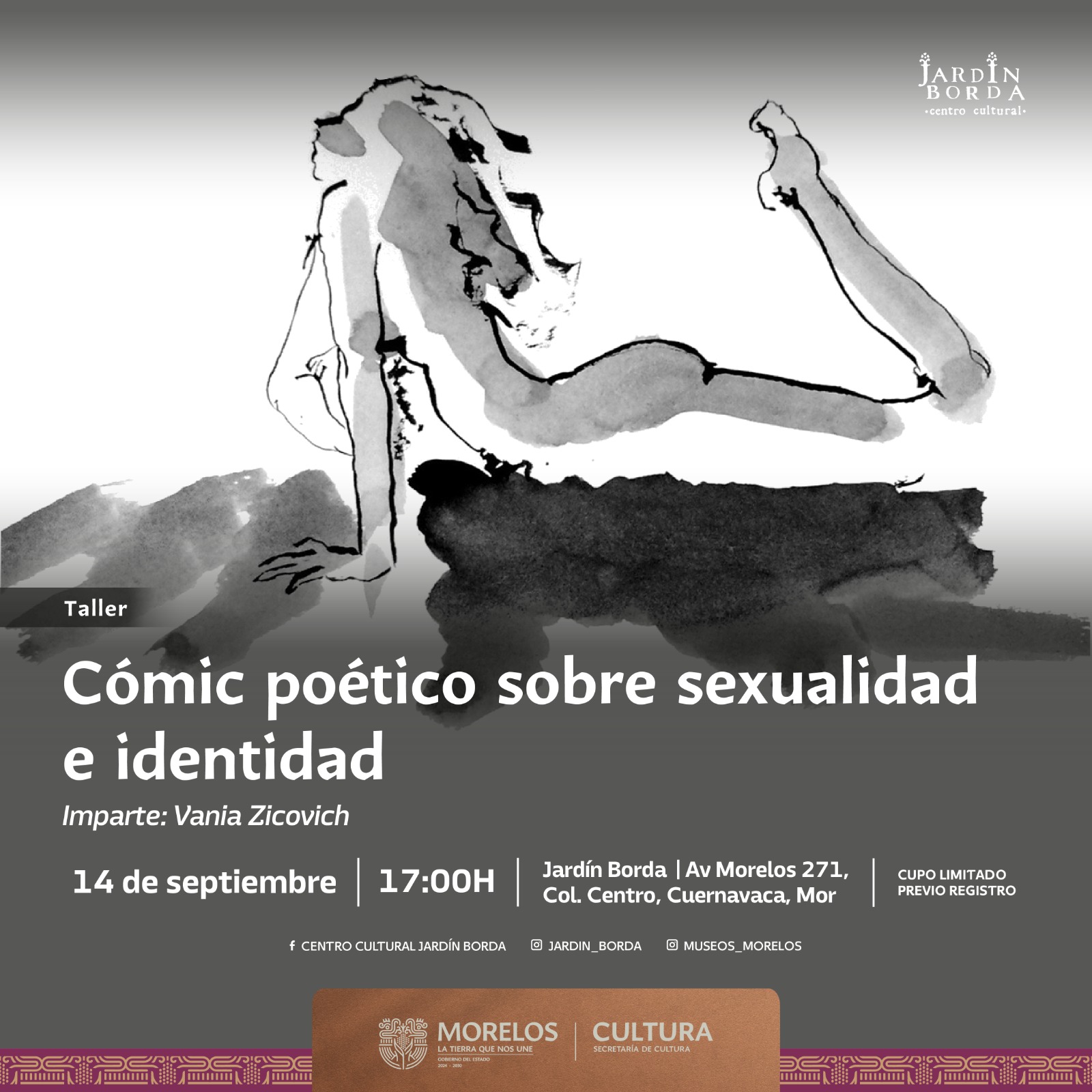 INVITA SECRETARÍA DE CULTURA A TALLER “CÓMIC POÉTICO SOBRE SEXUALIDAD E IDENTIDAD” EN EL JARDÍN BORDA