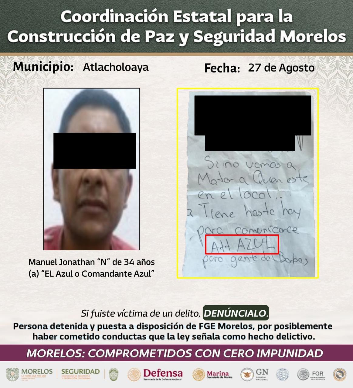 DESTACAN INTEGRANTES DE LA MESA DE COORDINACIÓN ESTATAL PARA LA CONSTRUCCIÓN DE PAZ Y SEGURIDAD DETENCIONES RELEVANTES Y AVANCE EN ARCOS DE SEGURIDAD Y POSTES DE VIDEOVIGILANCIA EN CUAUTLA
