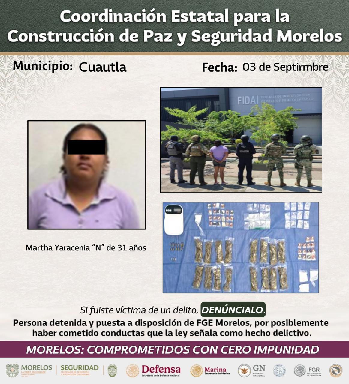 DESTACAN INTEGRANTES DE LA MESA DE COORDINACIÓN ESTATAL PARA LA CONSTRUCCIÓN DE PAZ Y SEGURIDAD DETENCIONES RELEVANTES Y AVANCE EN ARCOS DE SEGURIDAD Y POSTES DE VIDEOVIGILANCIA EN CUAUTLA