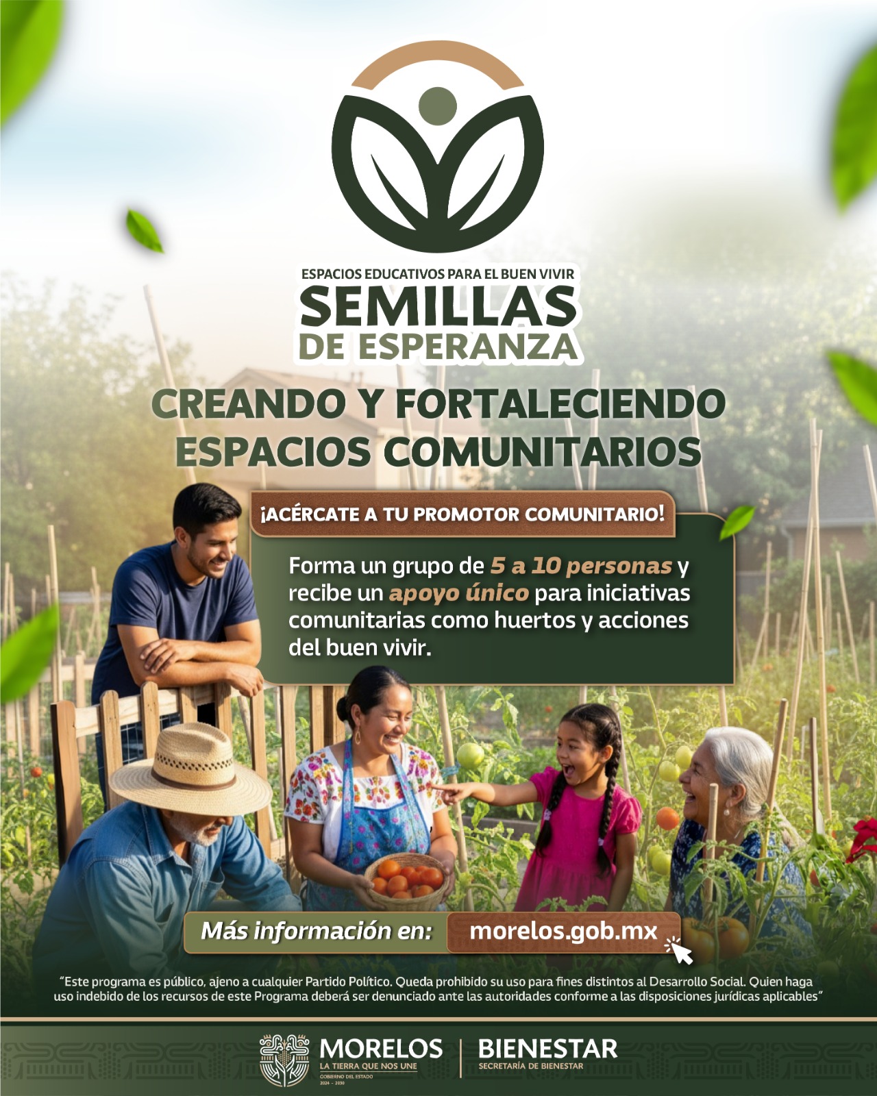 PRESENTA SECRETARÍA DE BIENESTAR PROGRAMA ESPACIOS EDUCATIVOS PARA EL BUEN VIVIR, SEMILLAS DE ESPERANZA