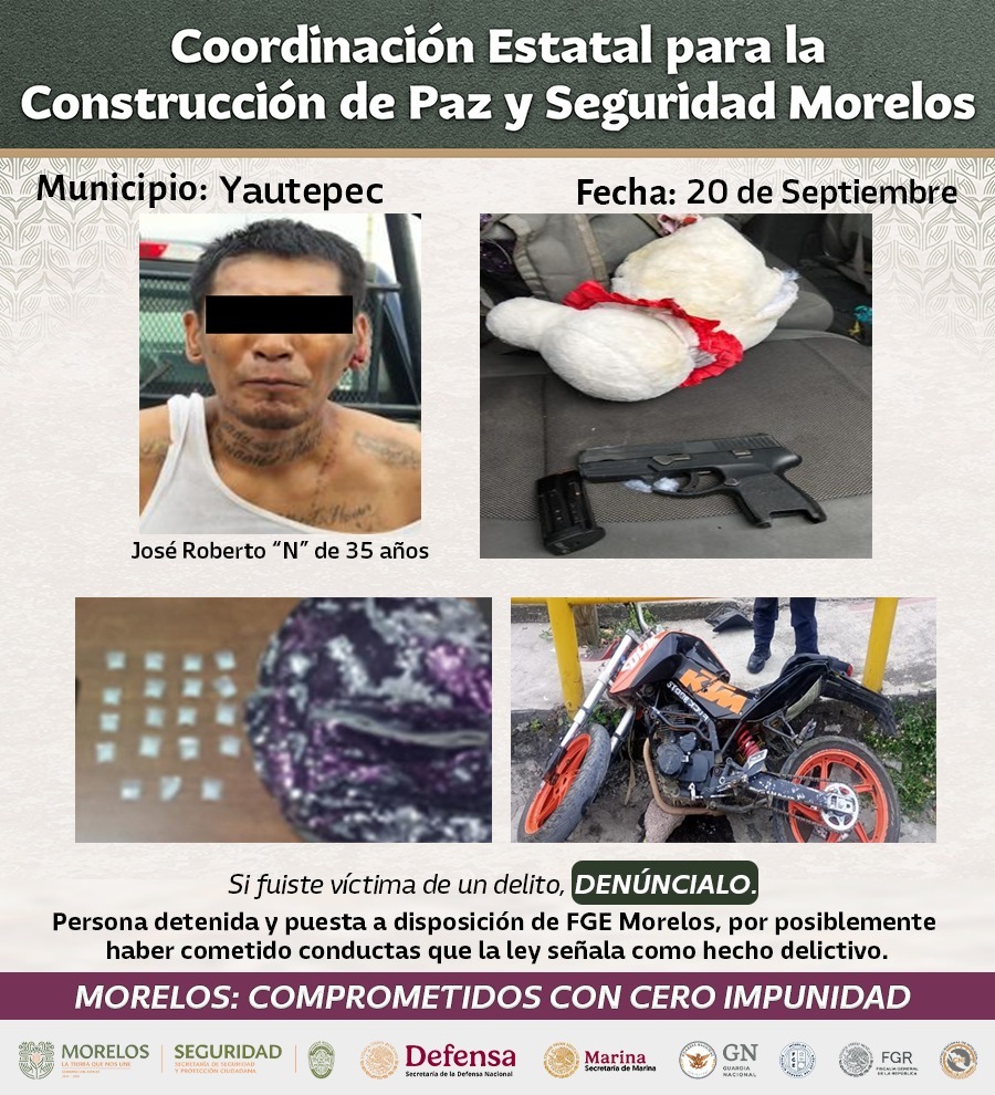 ASEGURAN INTEGRANTES DE LA MESA DE COORDINACIÓN ESTATAL PARA LA CONSTRUCCIÓN DE PAZ Y SEGURIDAD A 36 GENERADORES DE VIOLENCIA RELACIONADOS CON DELITOS DE ALTO IMPACTO