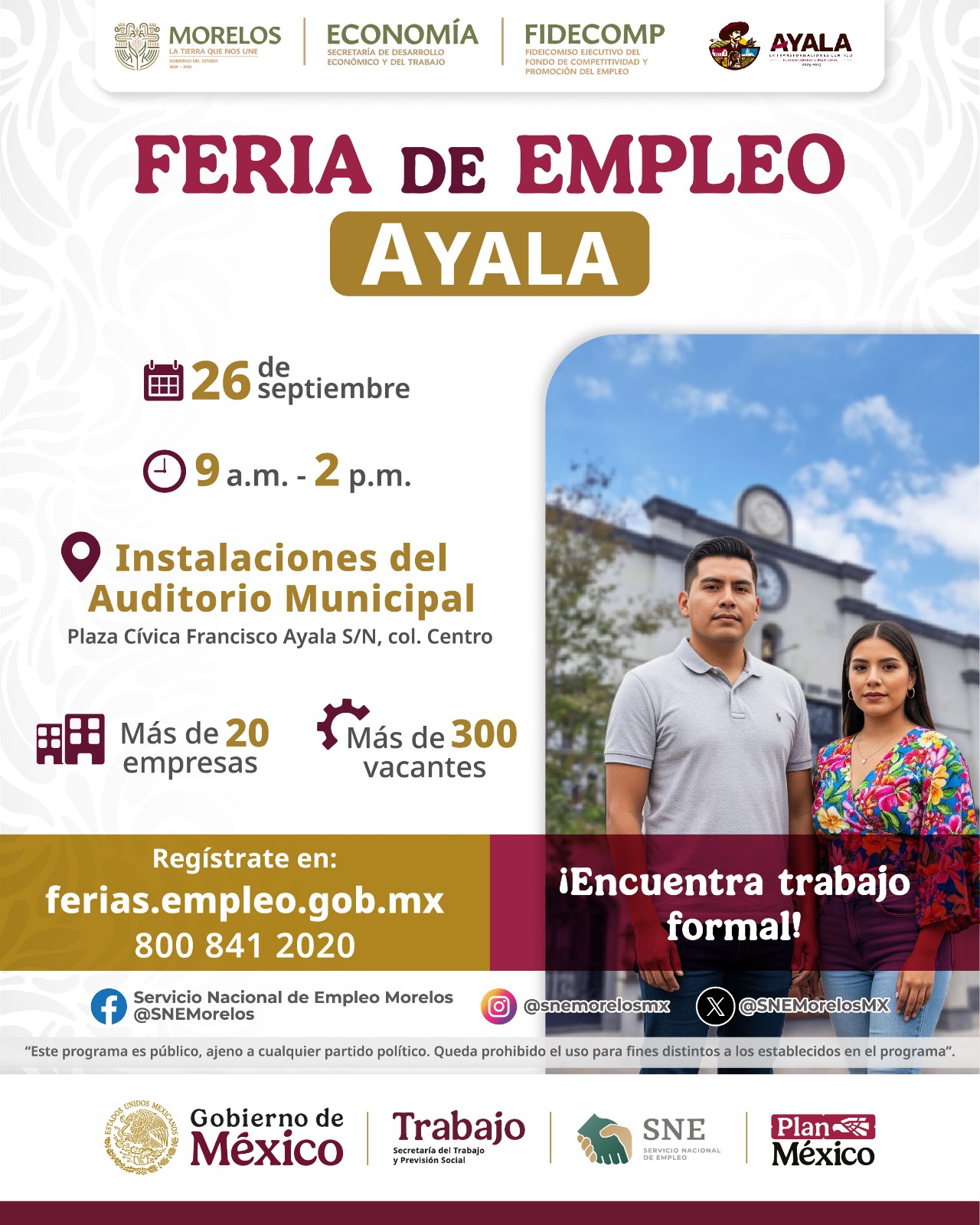 PROMUEVE GOBIERNO DEL ESTADO INCLUSIÓN LABORAL CON LA PRÓXIMA FERIA DE EMPLEO EN EL MUNICIPIO DE AYALA