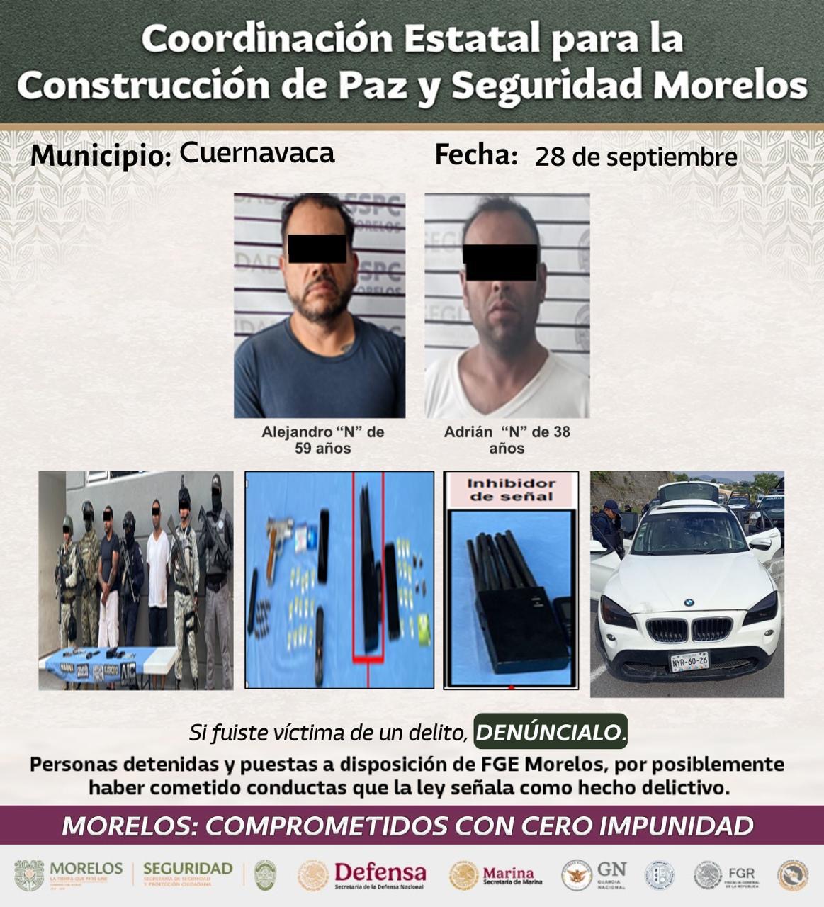 PRESENTAN INTEGRANTES DE LA MESA DE CONSTRUCCIÓN DE PAZ Y SEGURIDAD 31 DETENCIONES RELEVANTES