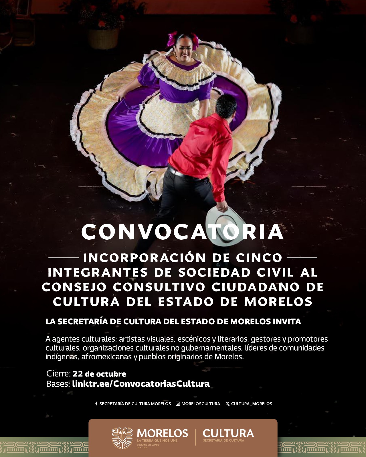 ANUNCIA PODER EJECUTIVO CONVOCATORIA DE AMPLIACIÓN DEL CONSEJO CONSULTIVO CIUDADANO DE CULTURA DEL ESTADO DE MORELOS