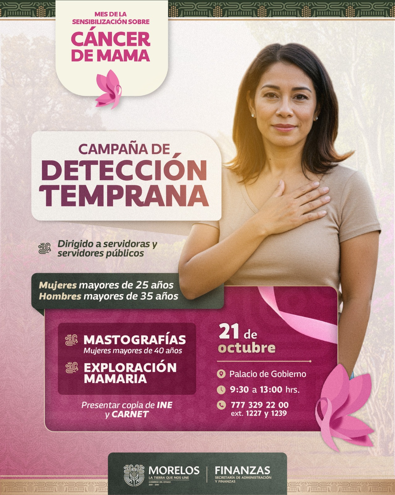 ANUNCIA GOBIERNO ESTATAL CAMPAÑA DE DETECCIÓN OPORTUNA DE CÁNCER DE MAMA PARA PERSONAL DEL EJECUTIVO ANUNCIA GOBIERNO ESTATAL CAMPAÑA DE DETECCIÓN OPORTUNA DE CÁNCER DE MAMA PARA PERSONAL DEL EJECUTIVO