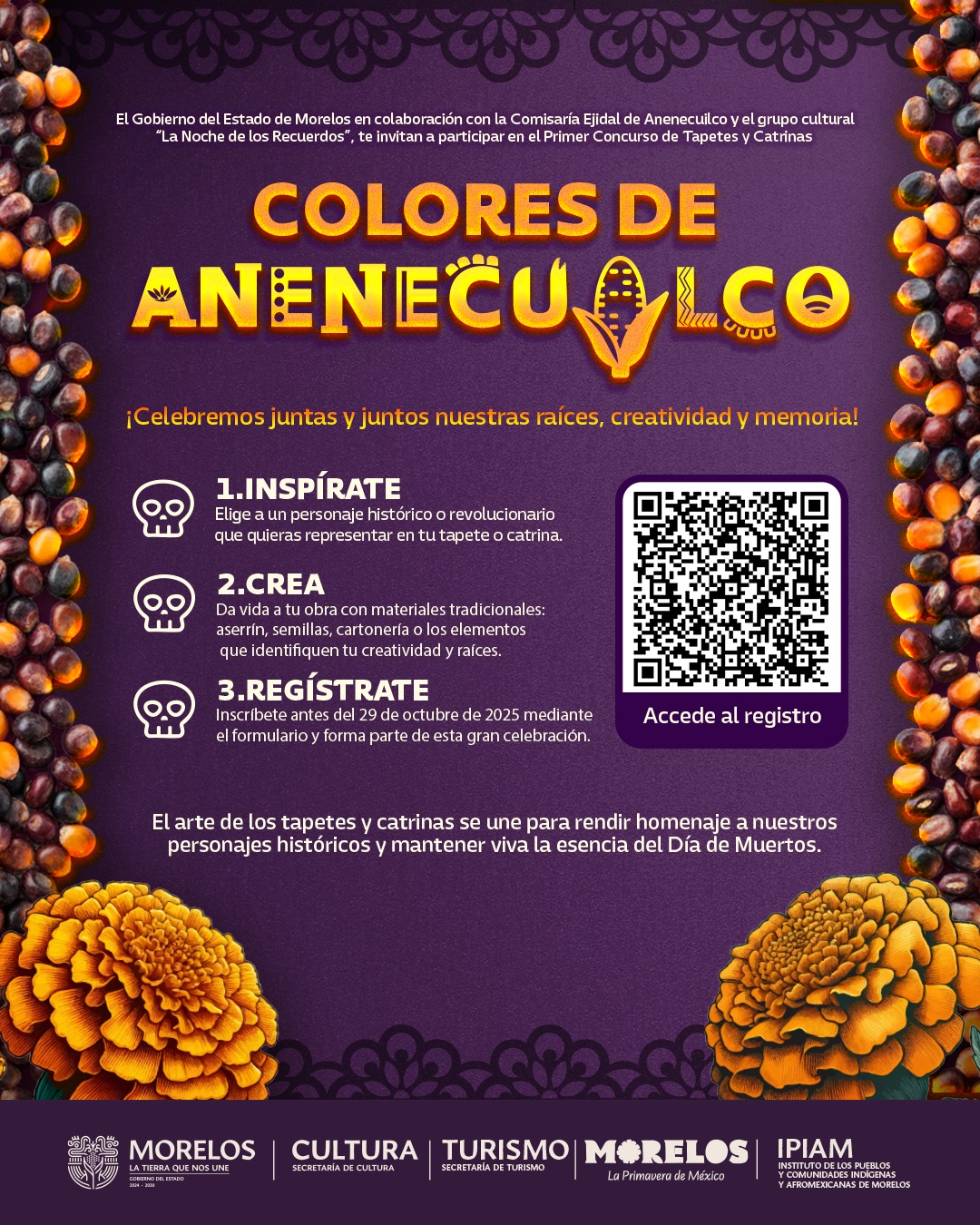 PROMUEVE GOBIERNO DE MORELOS EL ARTE POPULAR CON EL CONCURSO DE TAPETES Y CATRINAS “COLORES DE ANENECUILCO” PROMUEVE GOBIERNO DE MORELOS EL ARTE POPULAR CON EL CONCURSO DE TAPETES Y CATRINAS “COLORES DE ANENECUILCO”