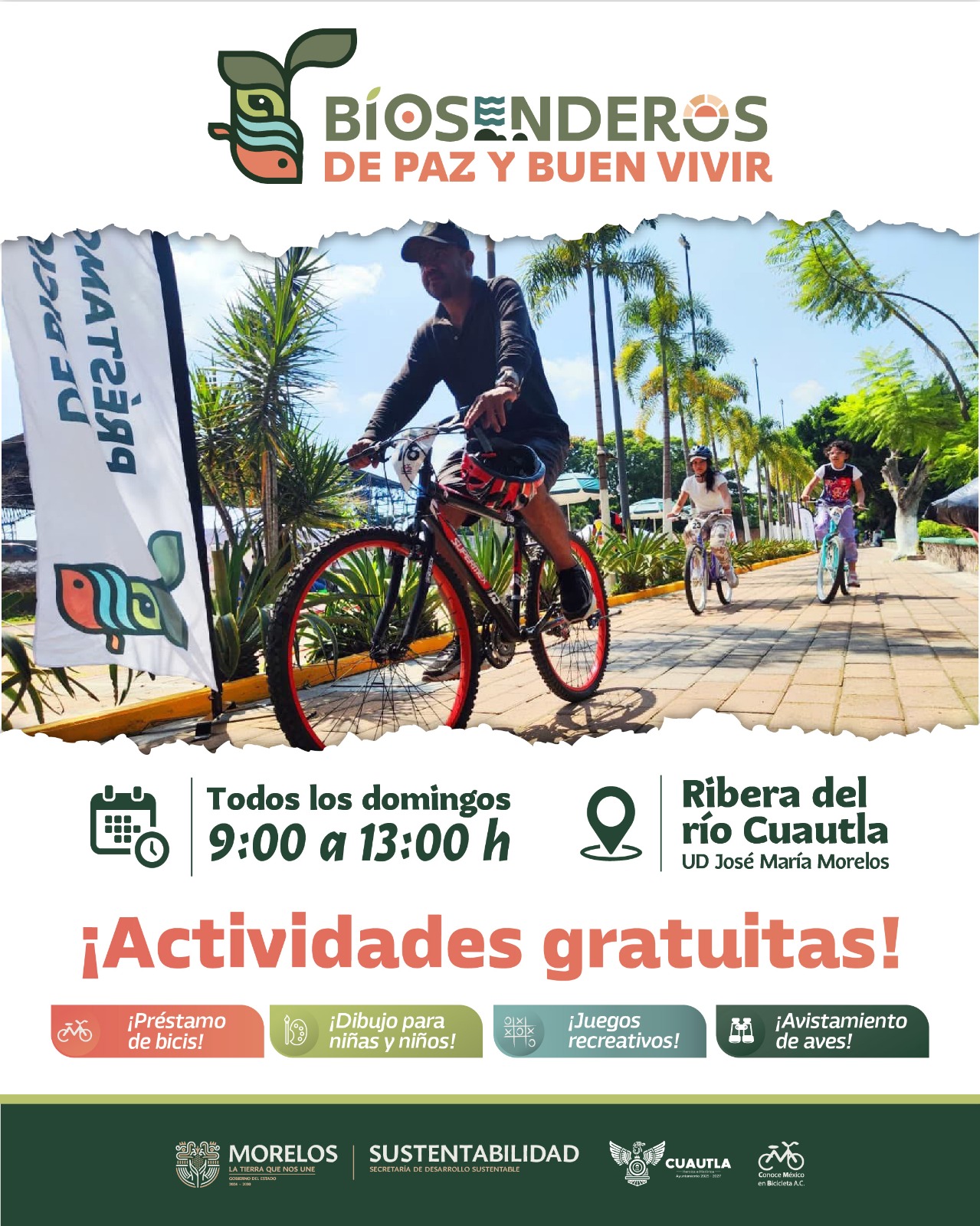 INVITA GOBIERNO DE MORELOS A PEDALEAR EN BICI EN LOS “BIOSENDEROS DE PAZ Y BUEN VIVIR” INVITA GOBIERNO DE MORELOS A PEDALEAR EN BICI EN LOS “BIOSENDEROS DE PAZ Y BUEN VIVIR”