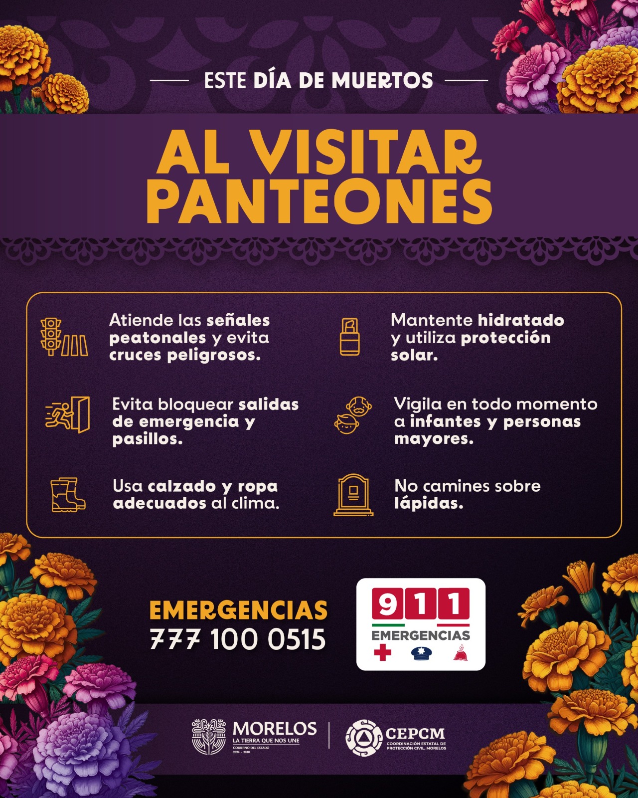 REITERA CEPCM MEDIDAS DE PREVENCIÓN ANTE LAS FESTIVIDADES DEL DÍA DE MUERTOS