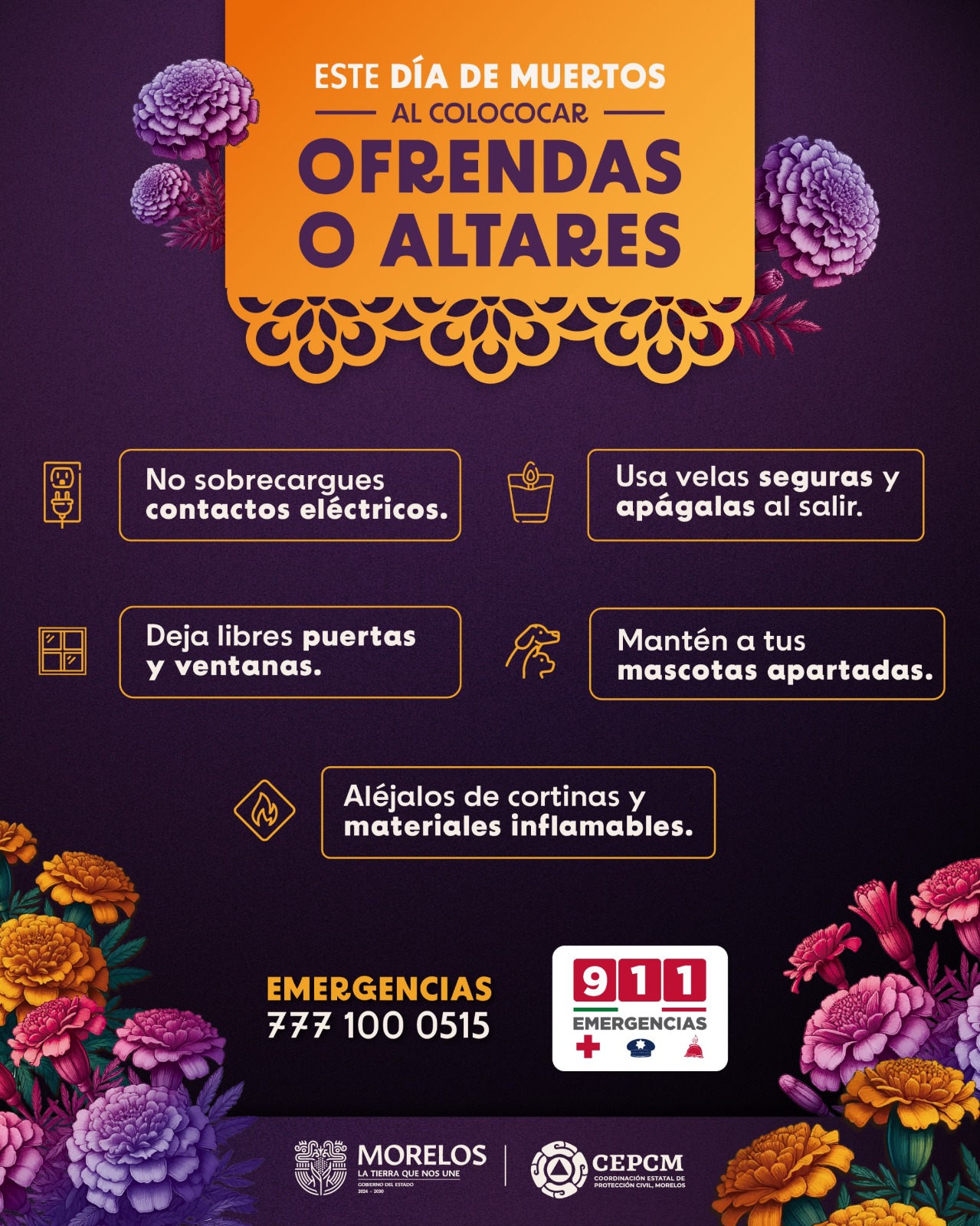 REITERA CEPCM MEDIDAS DE PREVENCIÓN ANTE LAS FESTIVIDADES DEL DÍA DE MUERTOS