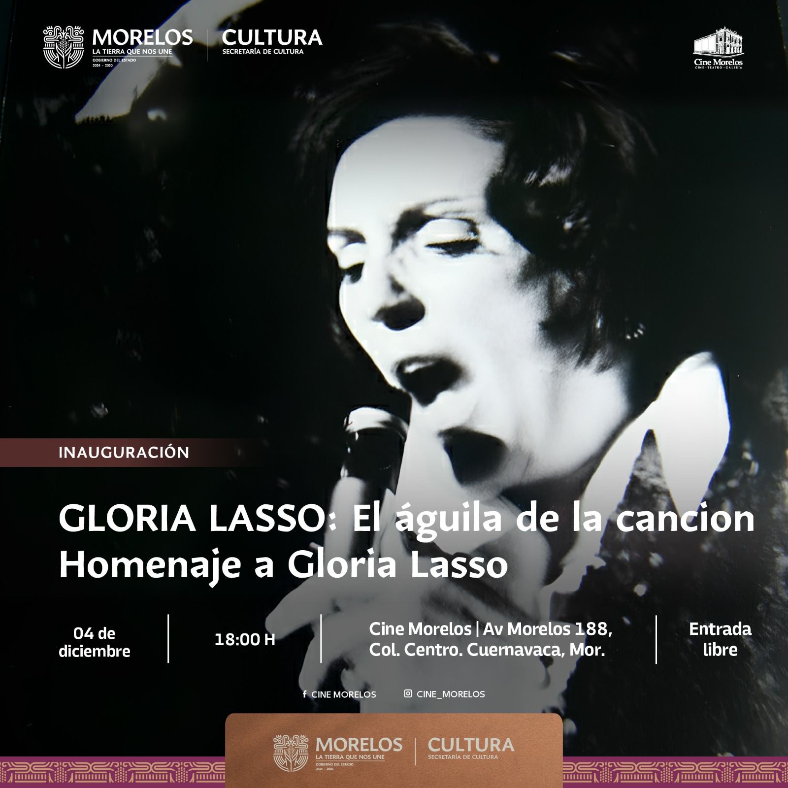 ANUNCIA SECRETARÍA DE CULTURA HOMENAJE A GLORIA LASSO, “EL ÁGUILA DE LA CANCIÓN”