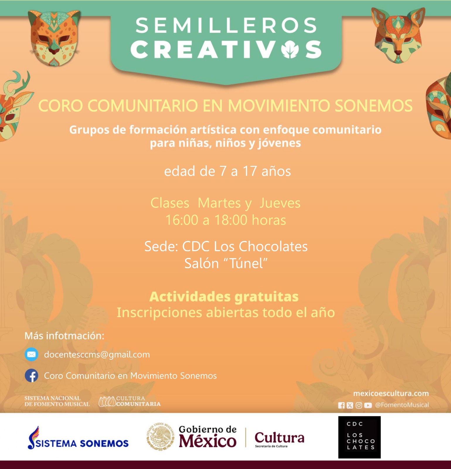 CONVOCA SECRETARÍA DE CULTURA A INFANCIAS Y ADOLESCENCIAS A INTEGRARSE AL CORO COMUNITARIO “SONEMOS”