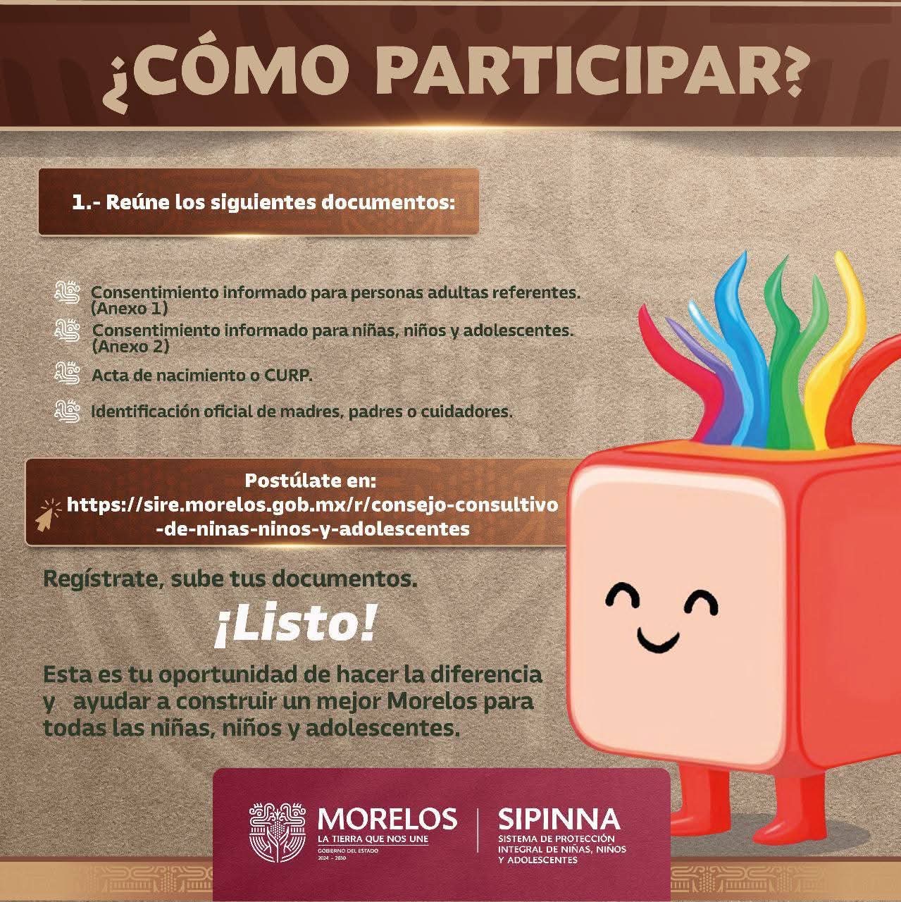 CONVOCA SIPINNA MORELOS A PARTICIPAR EN CONSEJO CONSULTIVO DE NIÑAS, NIÑOS Y ADOLESCENTES DEL ESTADO