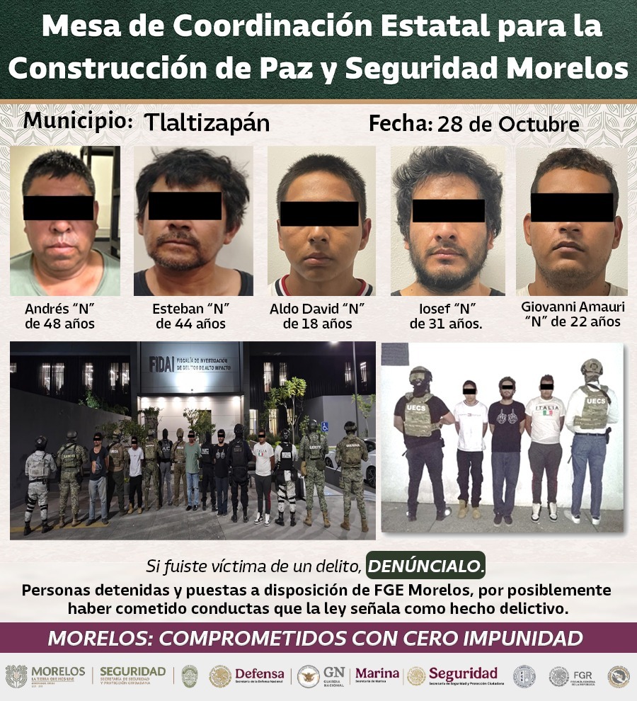 INFORMAN INTEGRANTES DE LA MESA DE COORDINACIÓN ESTATAL PARA LA CONSTRUCCIÓN DE PAZ Y SEGURIDAD EL ASEGURAMIENTO DE 28 GENERADORES DE VIOLENCIA EN LA ENTIDAD