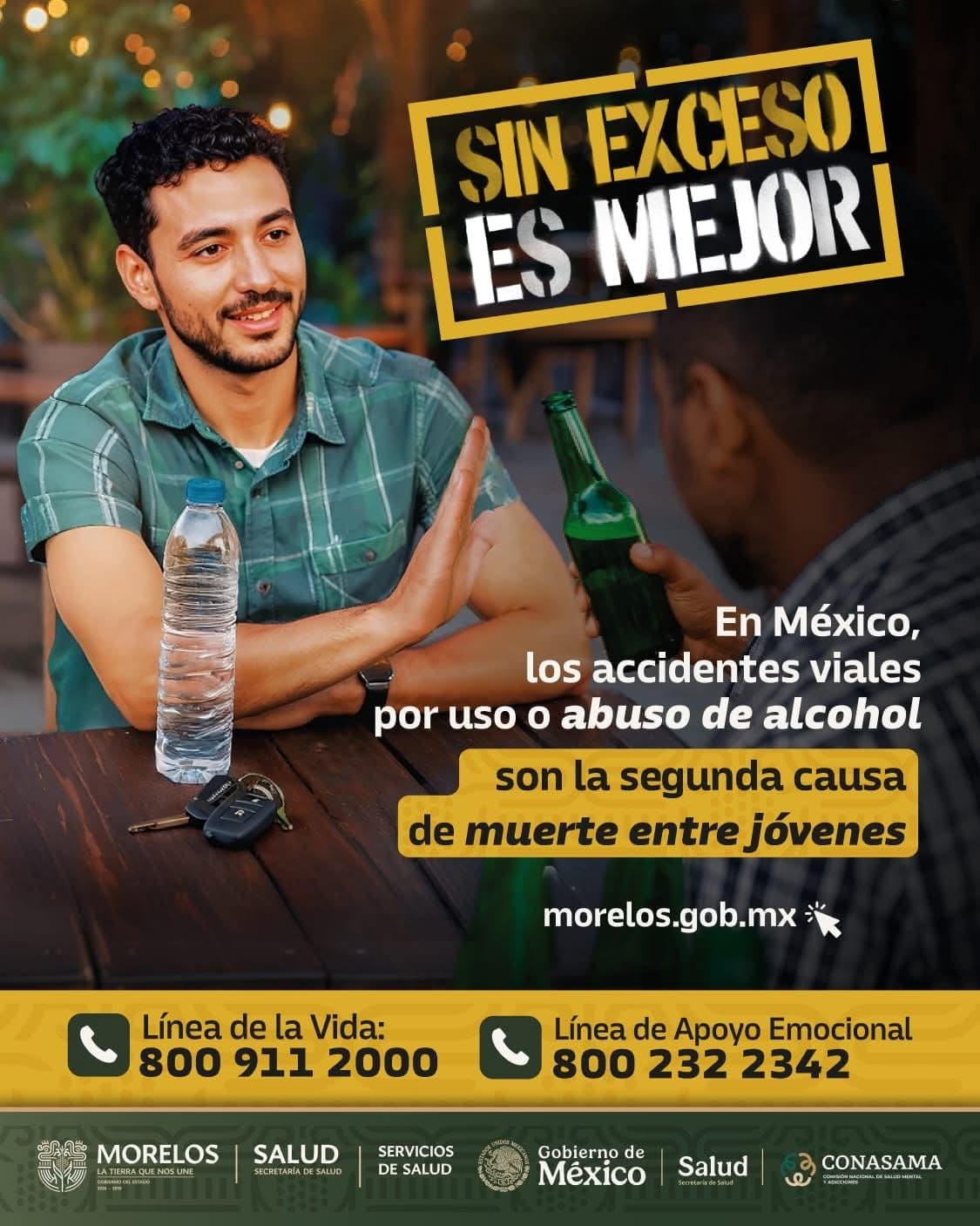 IMPULSAN AUTORIDADES DE MORELOS LA CAMPAÑA “SIN EXCESO ES MEJOR” PARA PREVENIR EL CONSUMO DE ALCOHOL