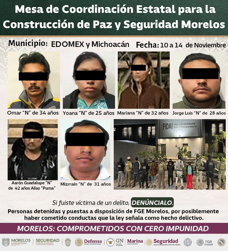 ASEGURA MESA DE COORDINACIÓN DE PAZ Y SEGURIDAD UNA BODEGA CONCENTRADORA DE ESTUPEFACIENTES Y 16 PERSONAS POR DELITOS DE ALTO IMPACTO