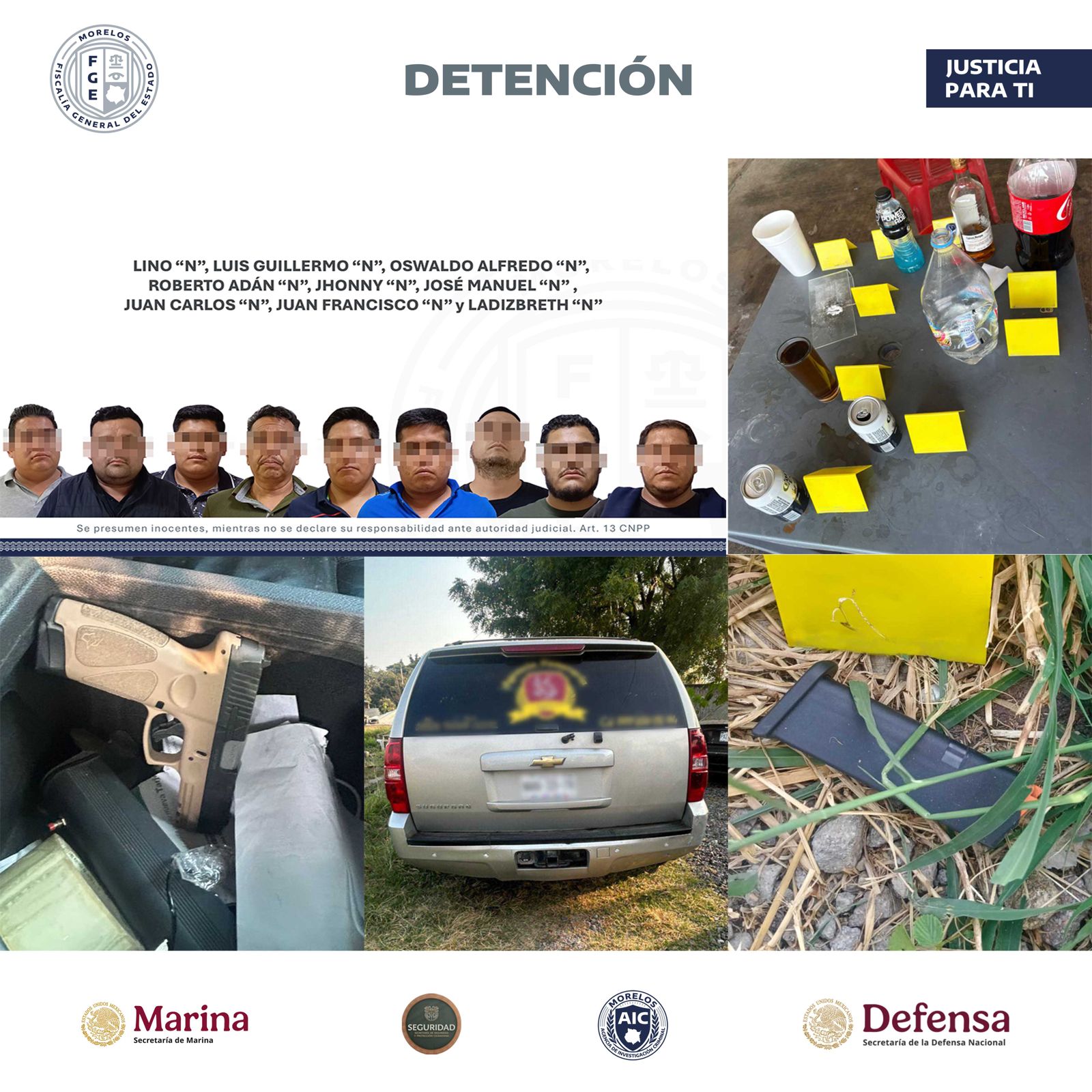 NUEVE PERSONAS DETENIDAS POR HECHOS EN LOCALES COMERCIALES EN BULEVAR APATLACO, TEMIXCO